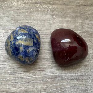 Polished Sodalite & Bloodstone Display Stones – Natural Crystal Set
